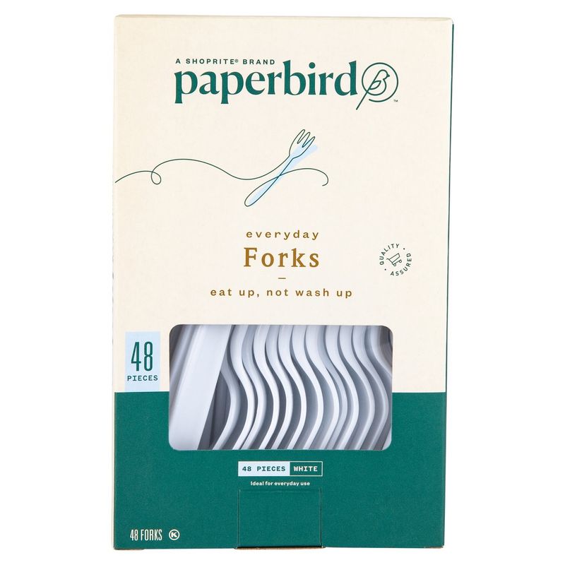 Paperbird White Everyday Forks, 48 count