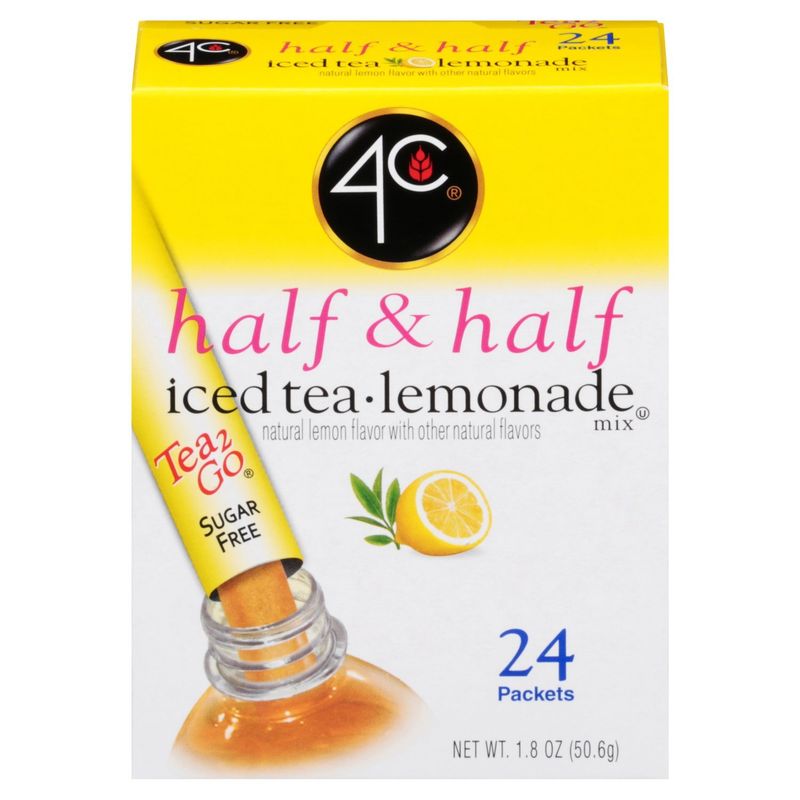 4C Tea 2 Go Half &amp; Half Iced Tea Lemonade Mix, 24 count, 1.8 oz