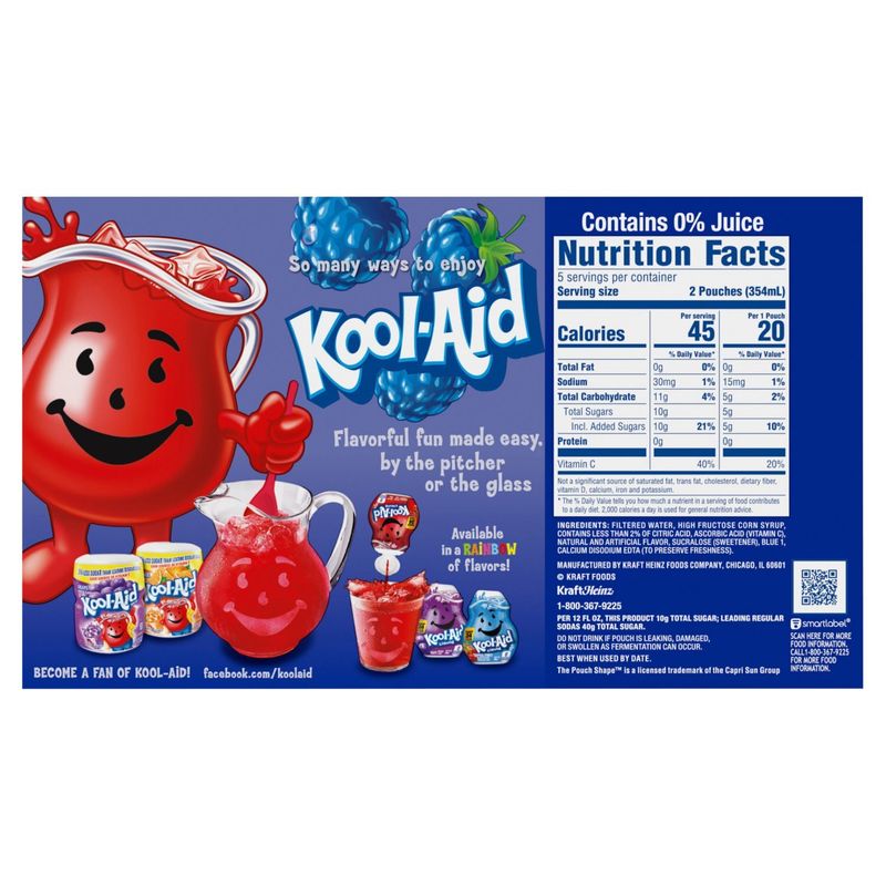 Kool-Aid Jammers Blue Raspberry Drink, 6 fl oz, 10 count