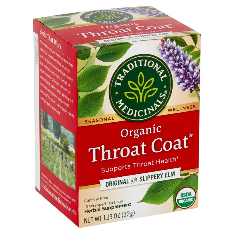 Traditional Medicinals Throat Coat Organic Herbal Supplement, 16 count, 1.13 oz