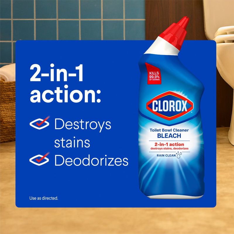 Clorox Rain Clean Toilet Bowl Cleaner Bleach, 24 fl oz