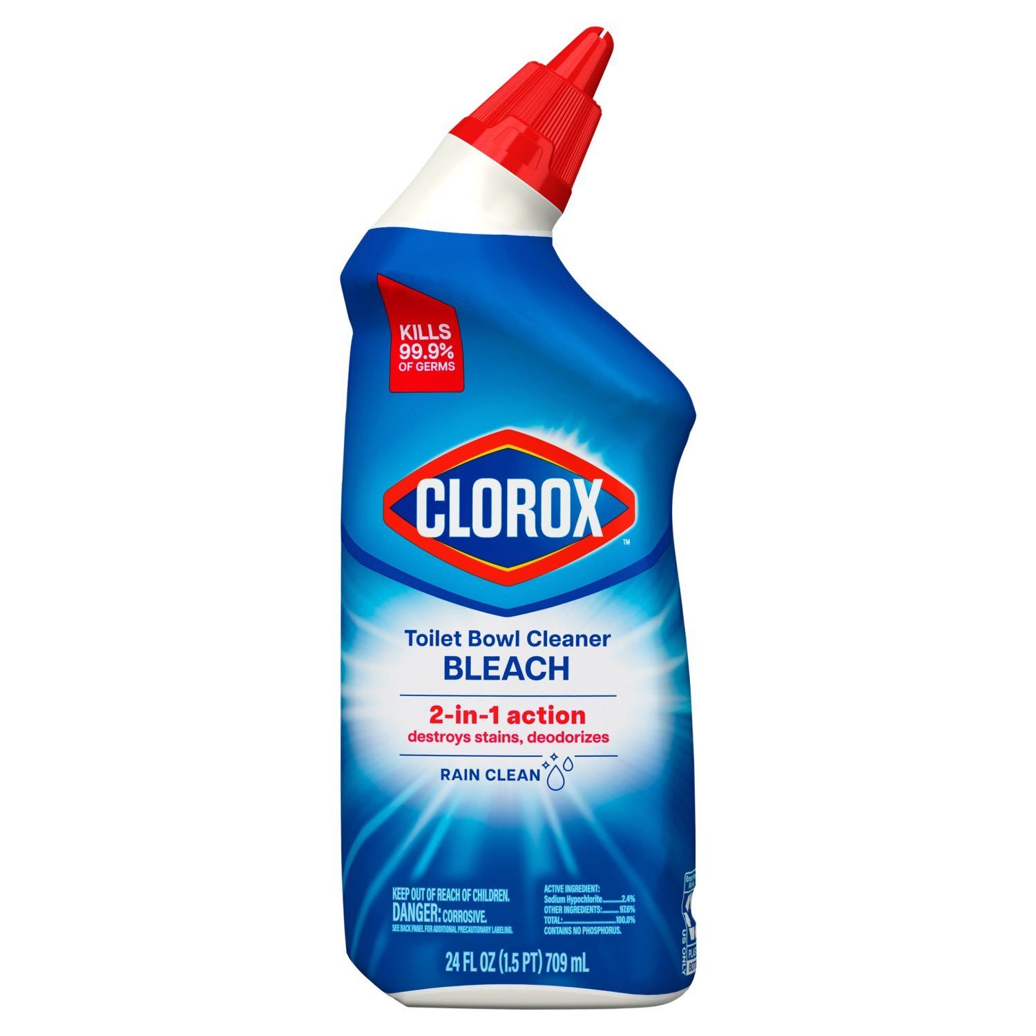 Clorox Rain Clean Toilet Bowl Cleaner Bleach, 24 fl oz
