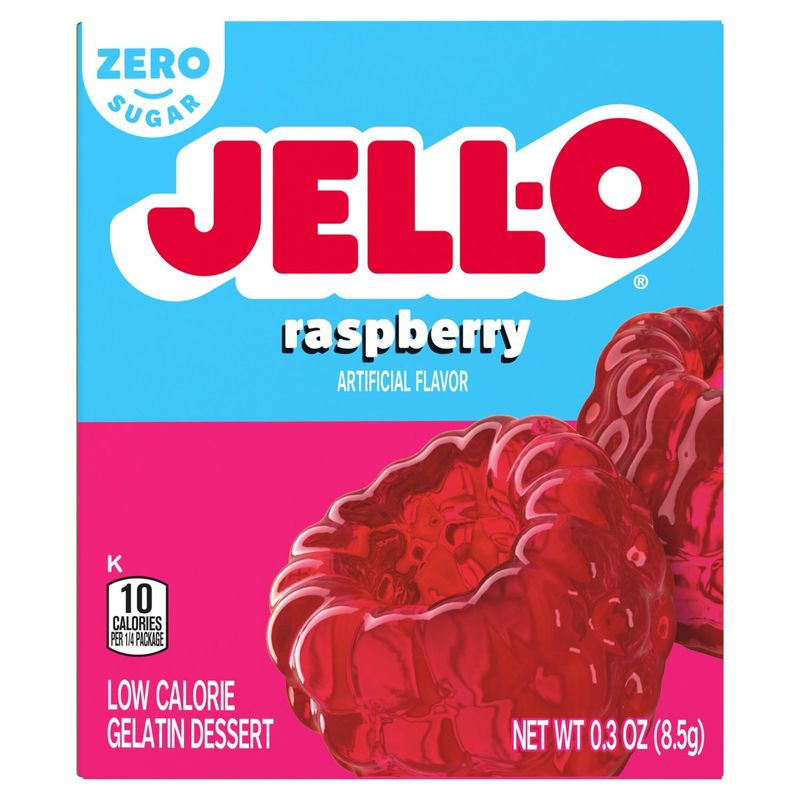 Jell-O Zero Sugar Raspberry Low Calorie Gelatin Dessert, 0.3 oz