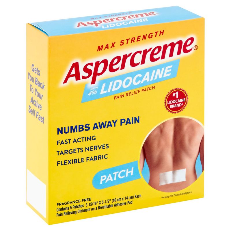Aspercreme Max Strength with 4% Lidocaine Pain Relief Patch, 5 count
