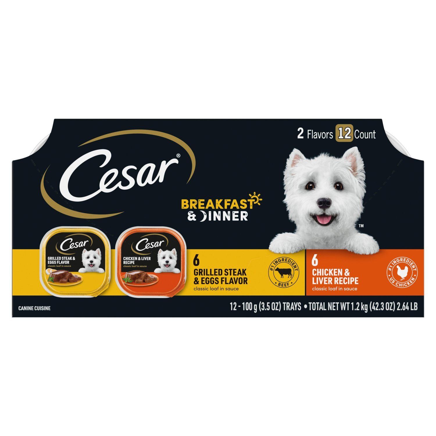 Cesar Classic Loaf in Sauce Canine Cuisine, 3.5 oz, 12 count