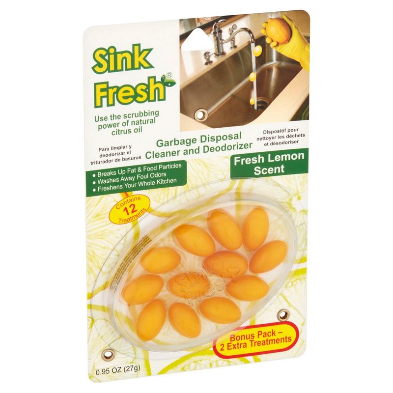 Sink Fresh Lemon Scent Garbage Disposal Cleaner and Deodorizer, 12 count, 0.95 oz