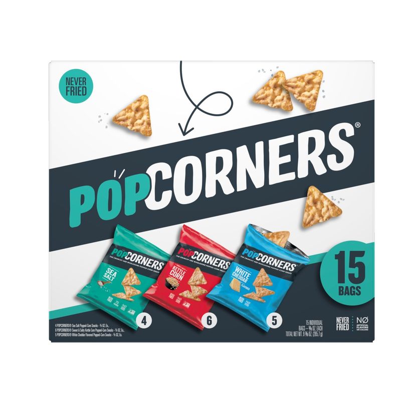 PopCorners The Crunchy And Wholesome Popped Corn Snack Variety Pack, 5/8 Oz, 15 Count