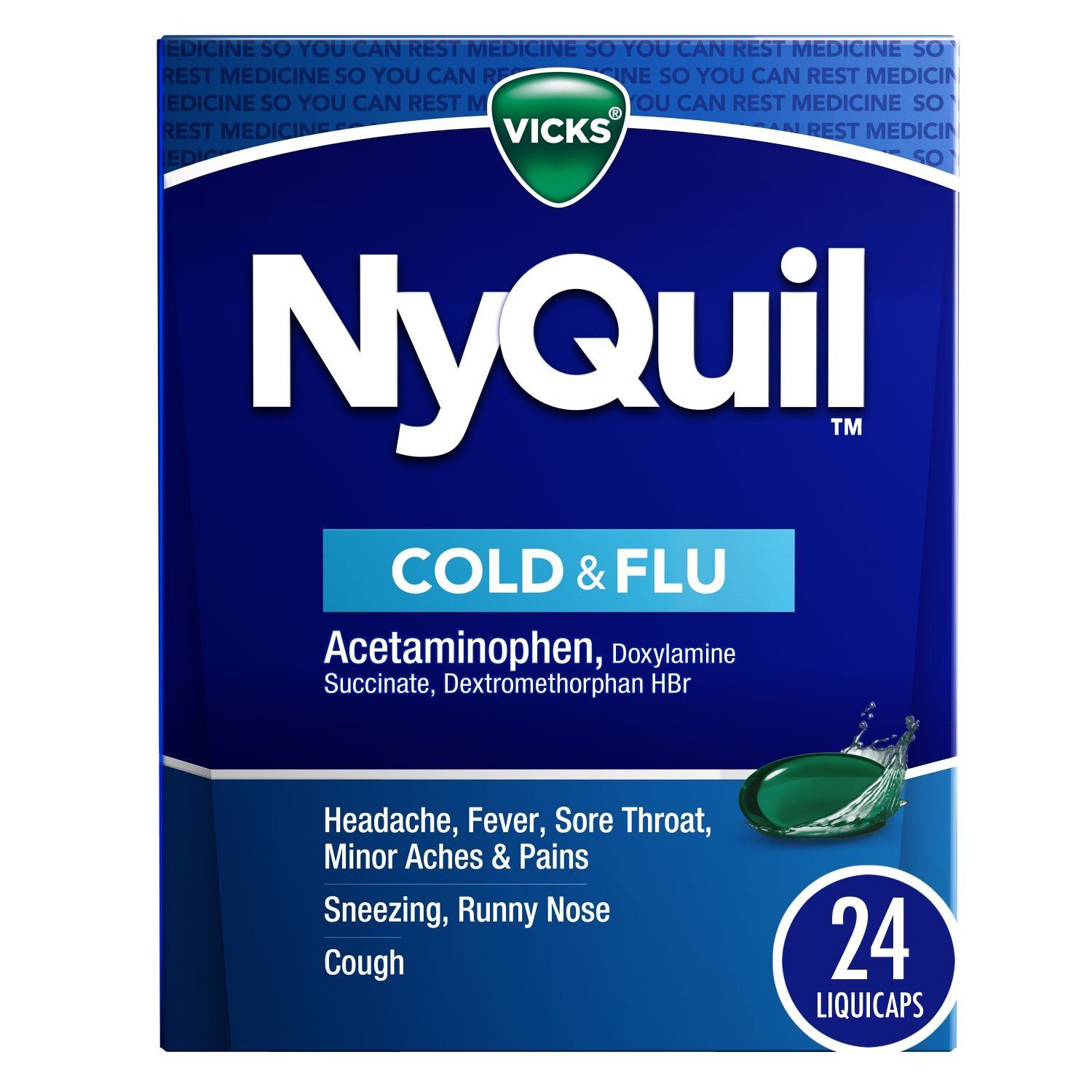 Vicks NyQuil Cold &amp; Flu Relief Over-the-Counter Medicine, Powerful Multi-Symptom Nighttime Relief f