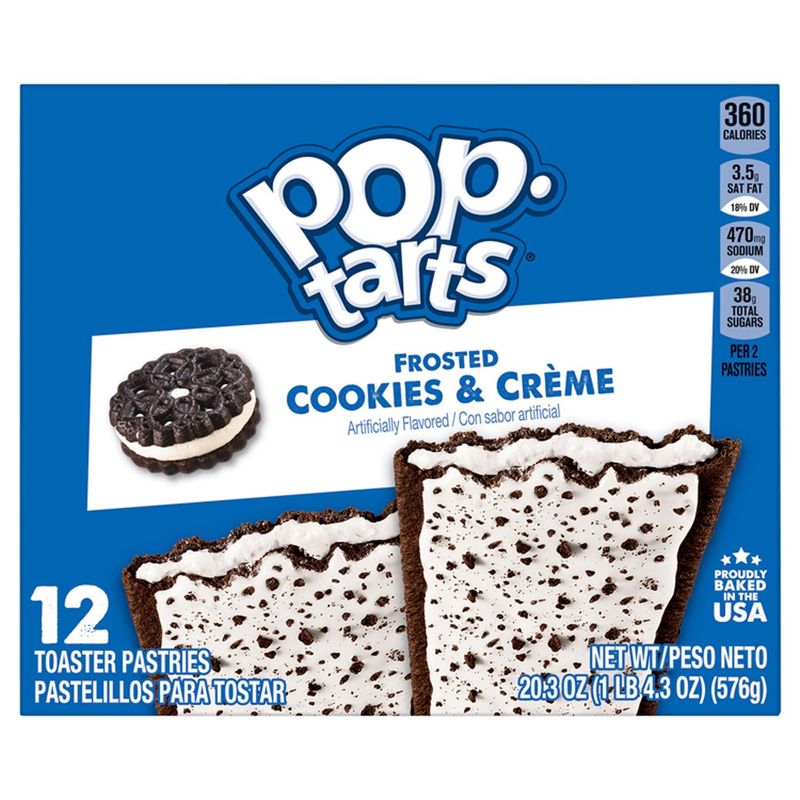 Pop-Tarts Frosted Cookies &amp; Crème Toaster Pastries, 12 count, 20.3 oz