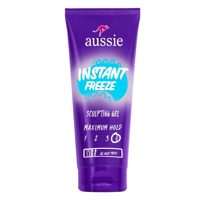 Aussie Instant Freeze Sculpting Gel for Curly Hair, Straight Hair, and Wavy Hair, 7 oz
