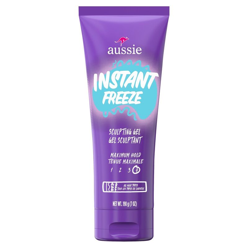 Aussie Instant Freeze Sculpting Gel for Curly Hair, Straight Hair, and Wavy Hair, 7 oz