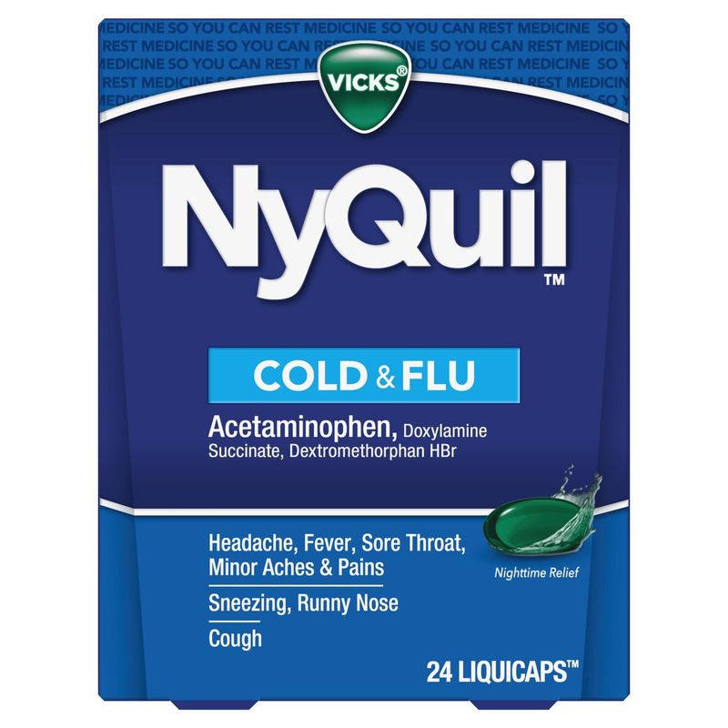 Vicks NyQuil Cold &amp; Flu Relief Over-the-Counter Medicine, Powerful Multi-Symptom Nighttime Relief f