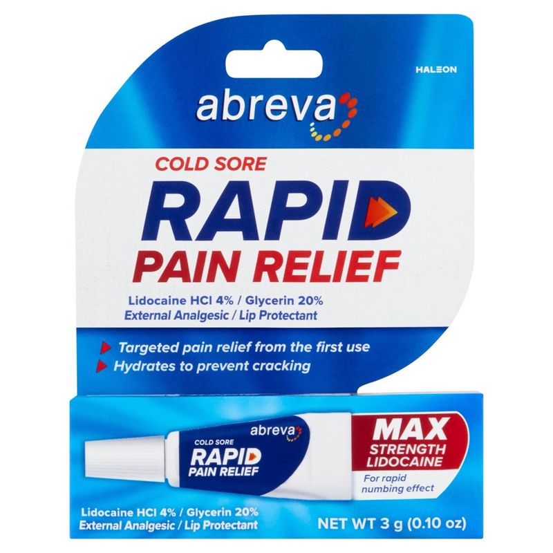Abreva Cold Sore Rapid Pain Relief, 0.10 oz