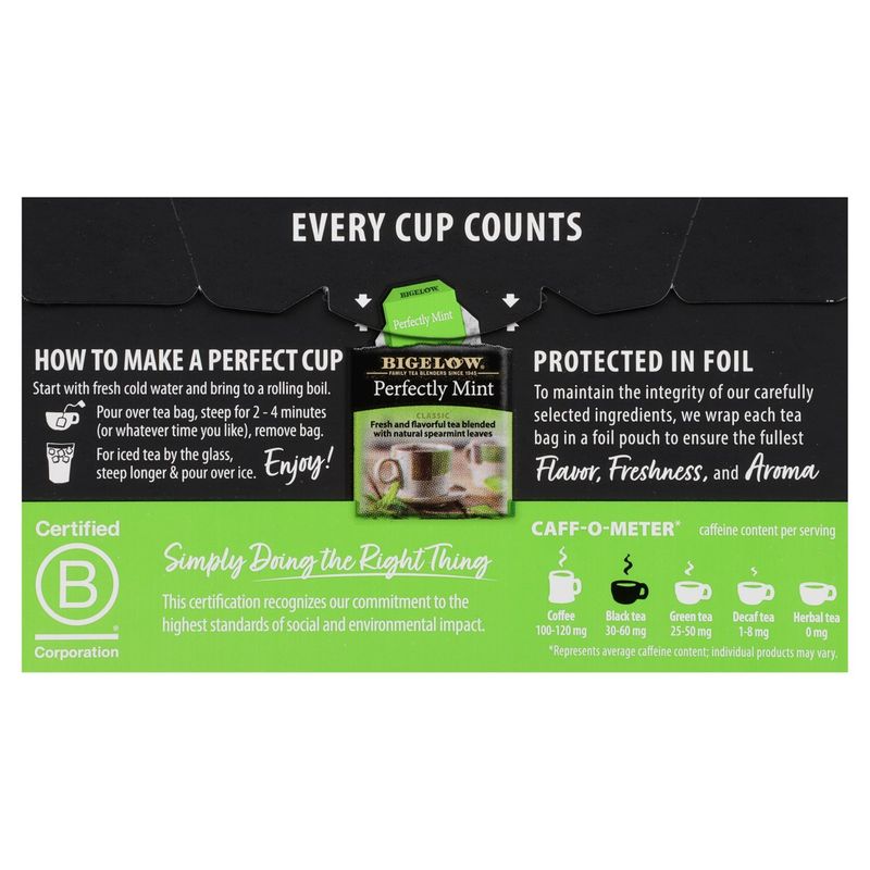 Bigelow Perfectly Mint Classic Tea Bags, 20 count, 1.18 oz