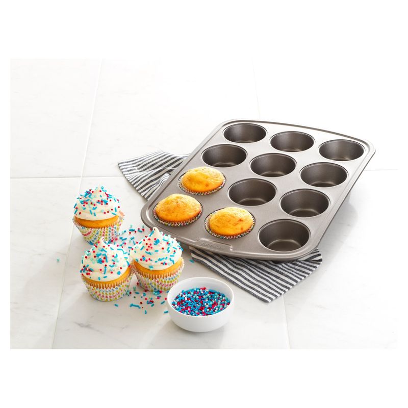 GoodCook Nonstick Steel 12-Cup Muffin Pan, Gray