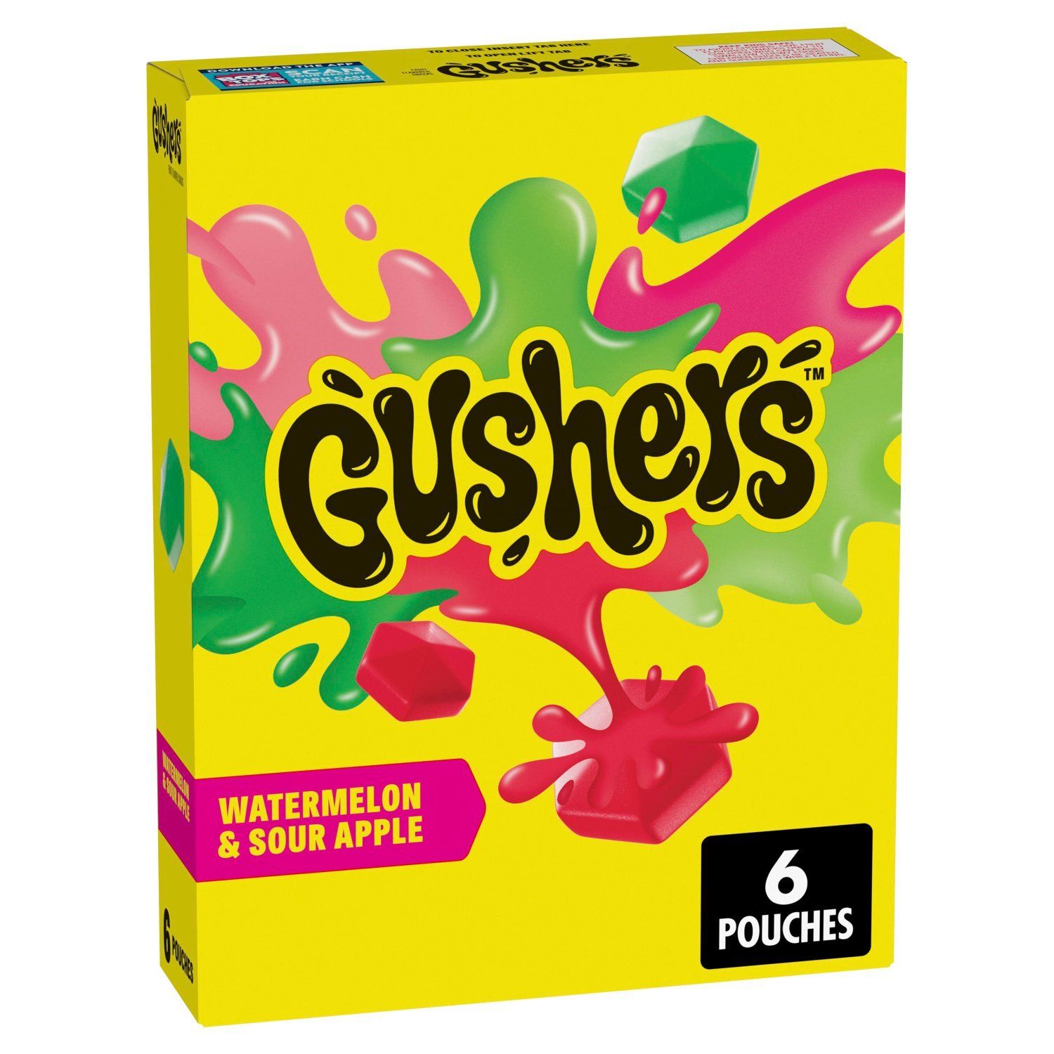 Gushers Watermelon &amp; Sour Apple Fruit Flavored Snacks, 0.8 oz, 6 count