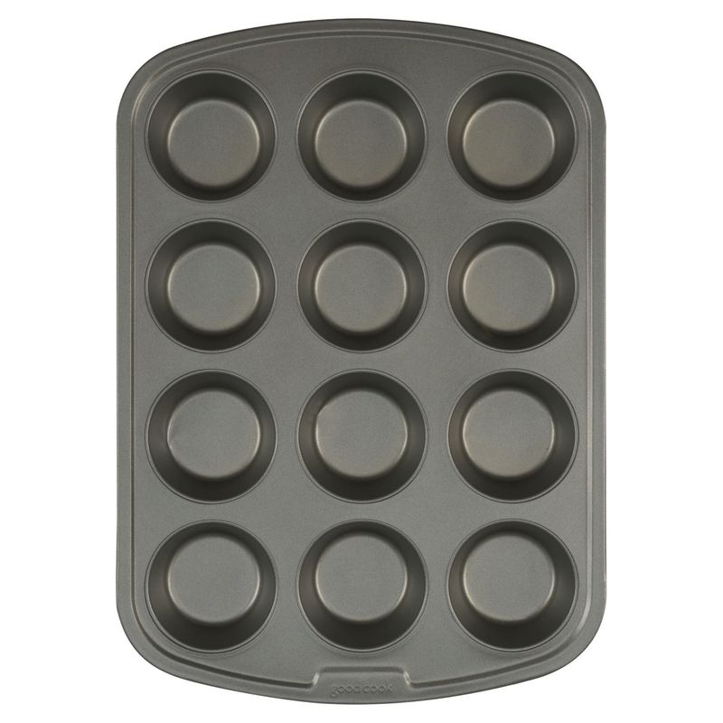 GoodCook Nonstick Steel 12-Cup Muffin Pan, Gray