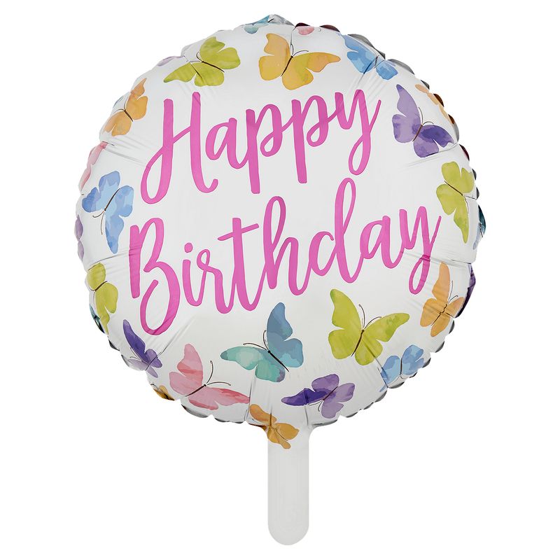 Happy Birthday Butterfly Foil Balloon, 17 in, 1 count