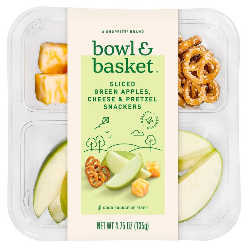 Bowl &amp; Basket Sliced Green Apples, Cheese &amp; Pretzel Snackers, 4.75 oz