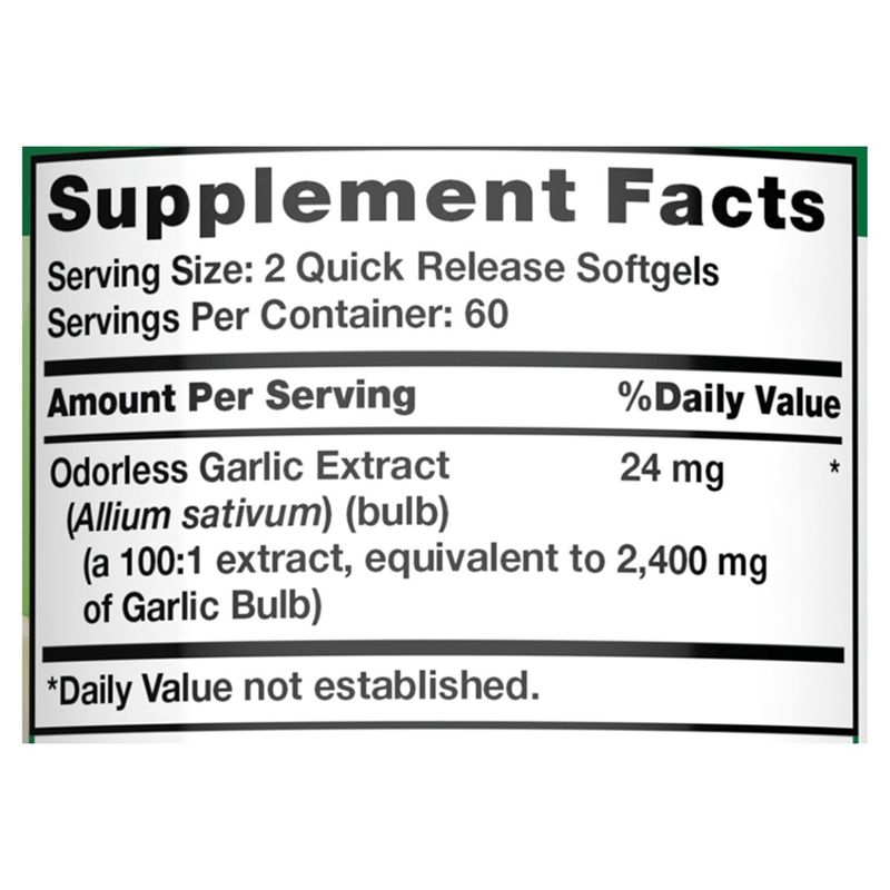 Nature's Truth Odorless Garlic Dietary Supplement, 120 count