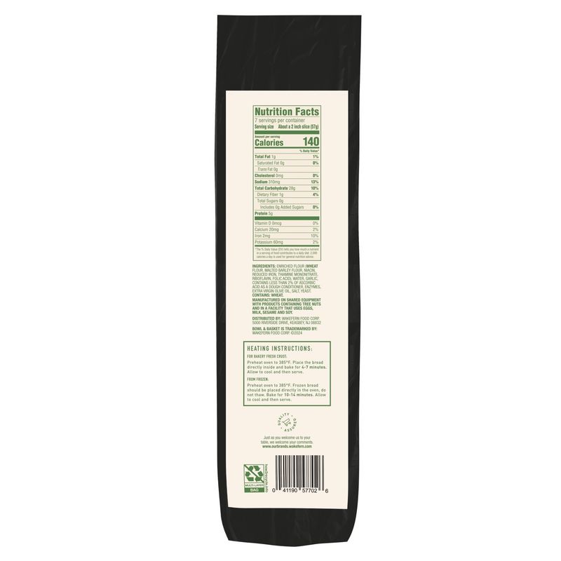 Bowl &amp; Basket Garlic Ciabatta Loaf, 14 oz