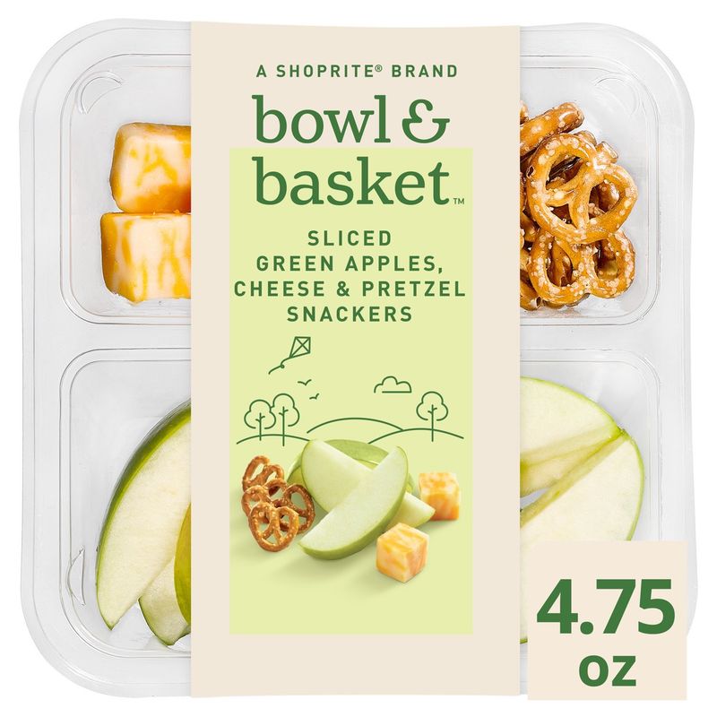 Bowl &amp; Basket Sliced Green Apples, Cheese &amp; Pretzel Snackers, 4.75 oz