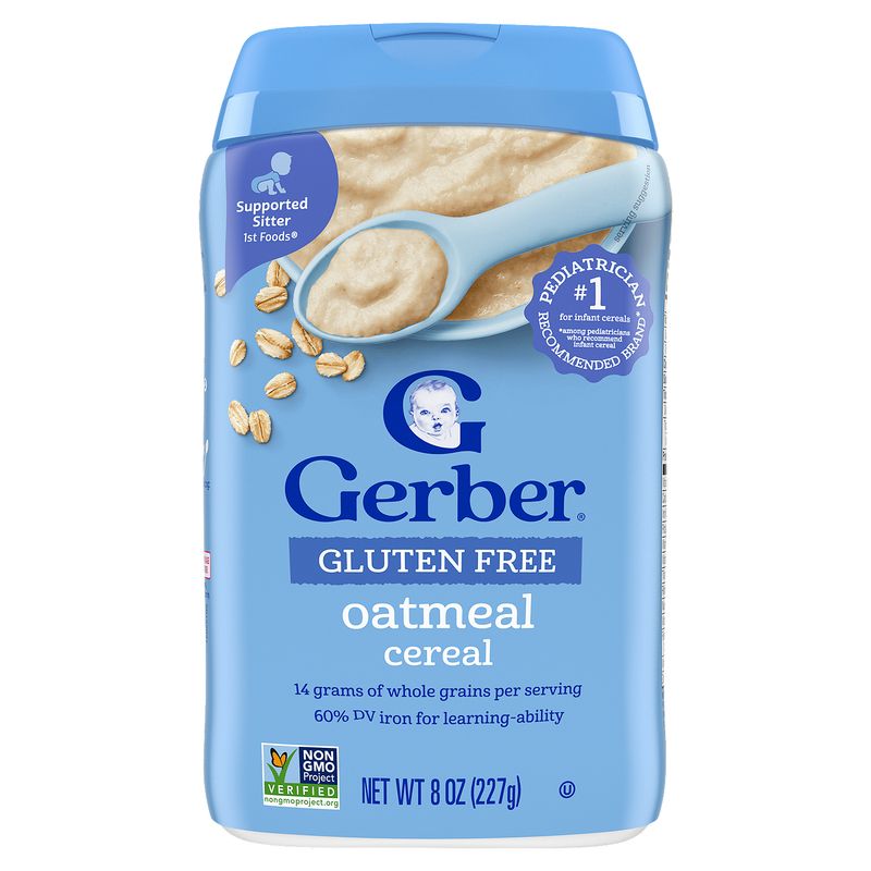 Gerber 1st Foods Gluten Free Oatmeal Cereal Baby Food, Supported Sitter, 8 oz