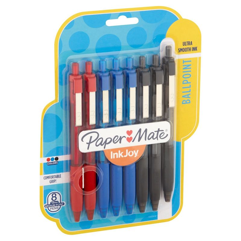 Paper Mate InkJoy 1.0mm Medium Ballpoint Pens, 8 count