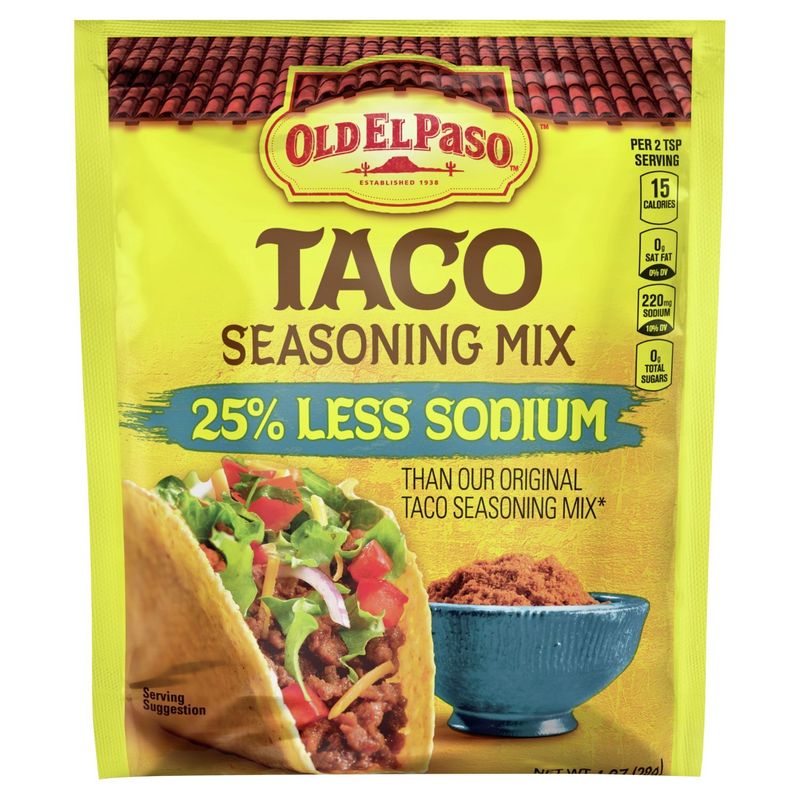Old El Paso 25% Less Sodium Taco Seasoning Mix, 1 oz