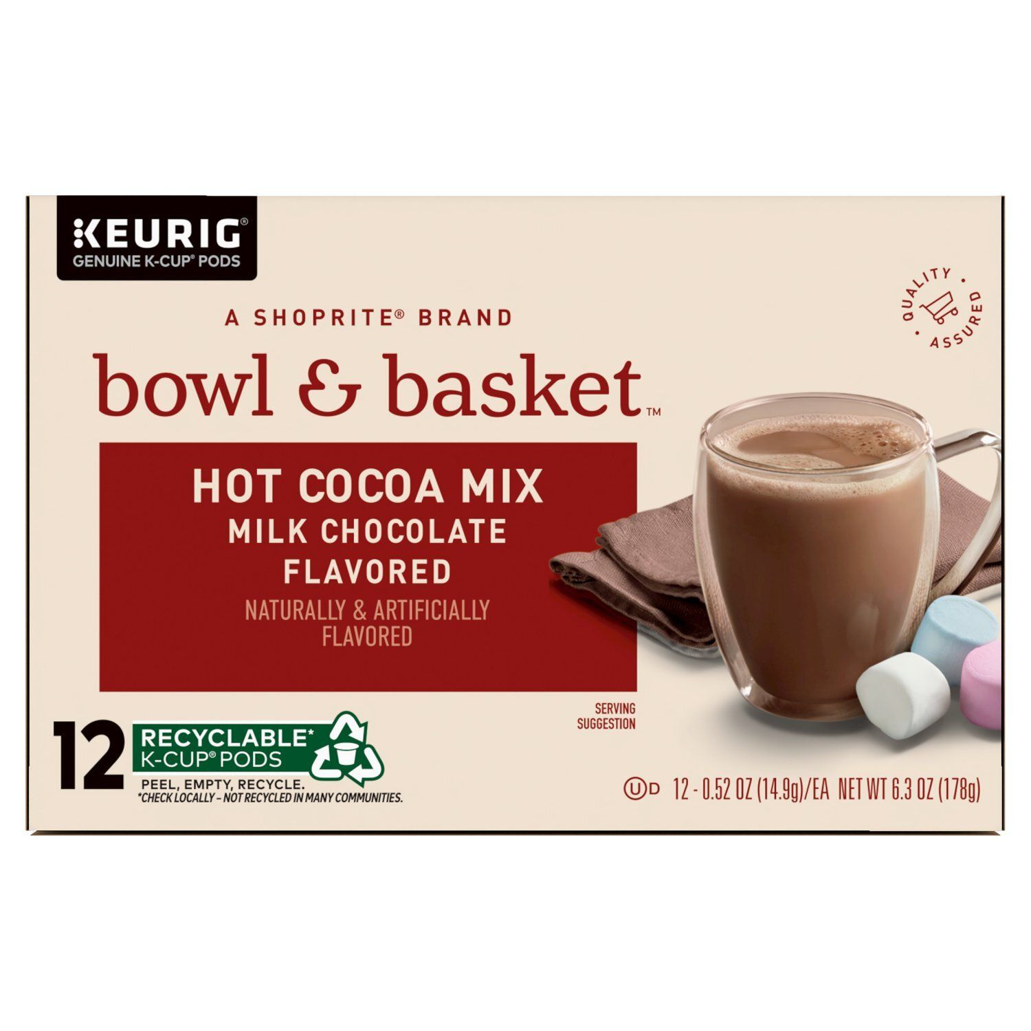 Bowl &amp; Basket Milk Chocolate Flavored Hot Cocoa Mix K-Cup Pods, 0.52 oz, 12 count