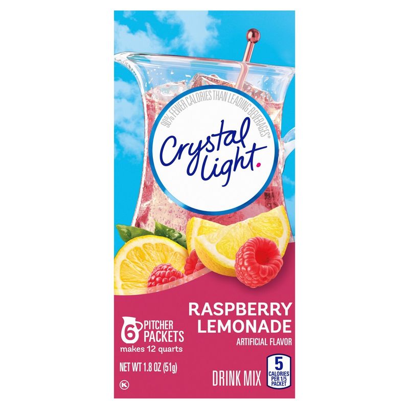 Crystal Light Raspberry Lemonade Drink Mix, 6 count, 1.8 oz