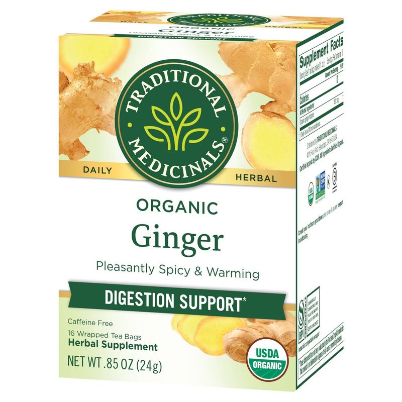 Traditional Medicinals Organic Ginger Herbal Supplement, 16 count, .85 oz