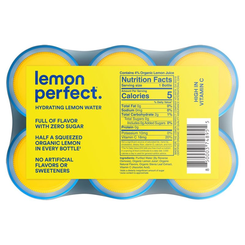 Lemon Perfect Zero Sugar Original lemon Hydrating Lemon Water, 15.2 fl oz, 6 count