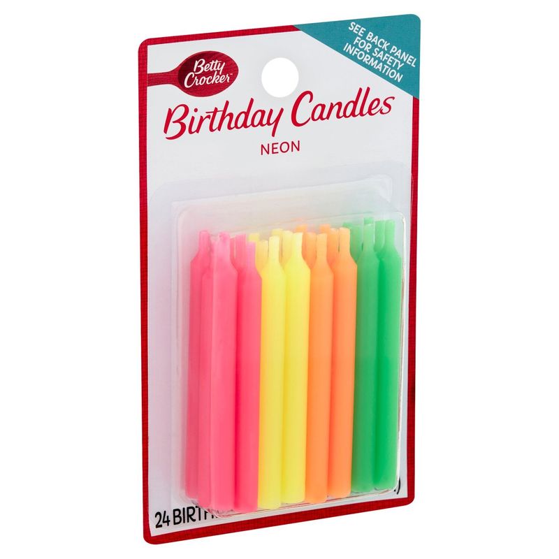 Betty Crocker Neon Birthday Candles, 24 count