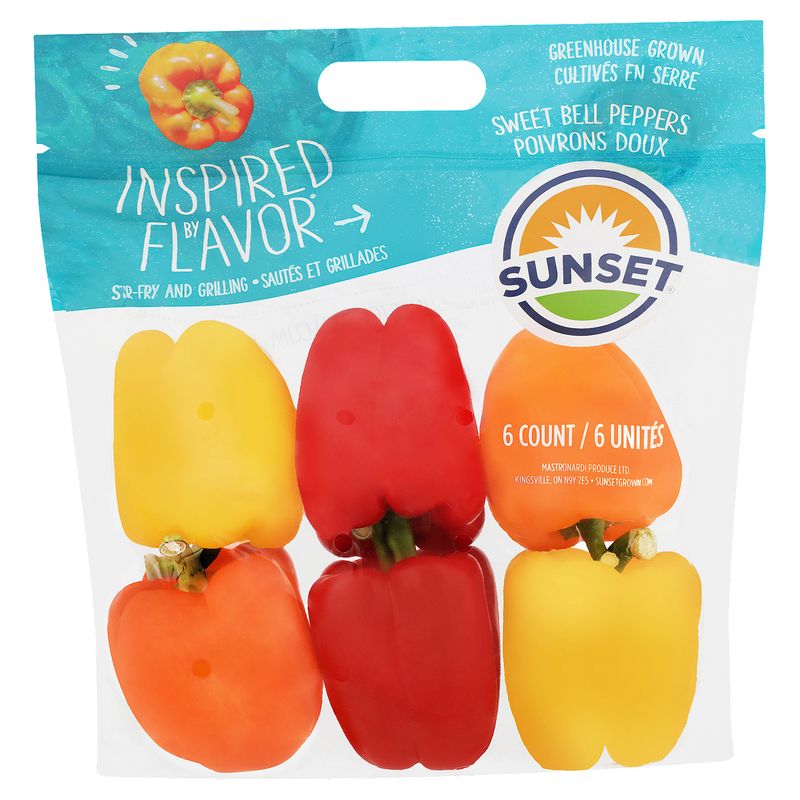 Sunset Sweet Bell Peppers, 6 ct bag
