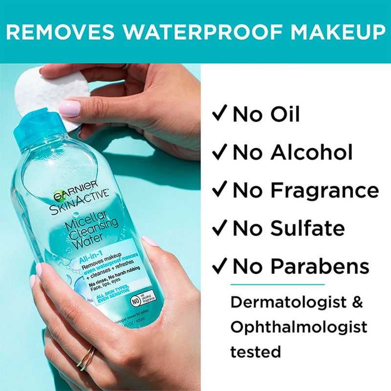 Garnier SkinActive All-in-1 Waterproof Micellar Cleansing Water Value Size, 23.7 fl oz