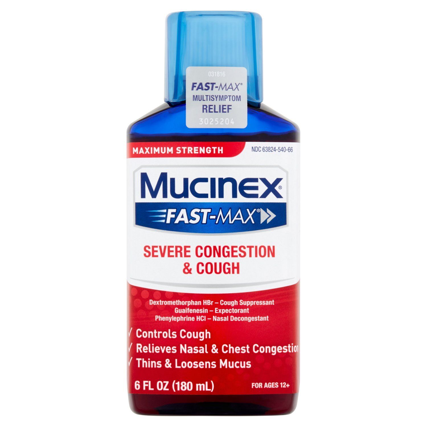 Mucinex Fast-Max Maximum Strength Severe Congestion &amp; Cough Liquid, For Ages 12+, 6 fl oz