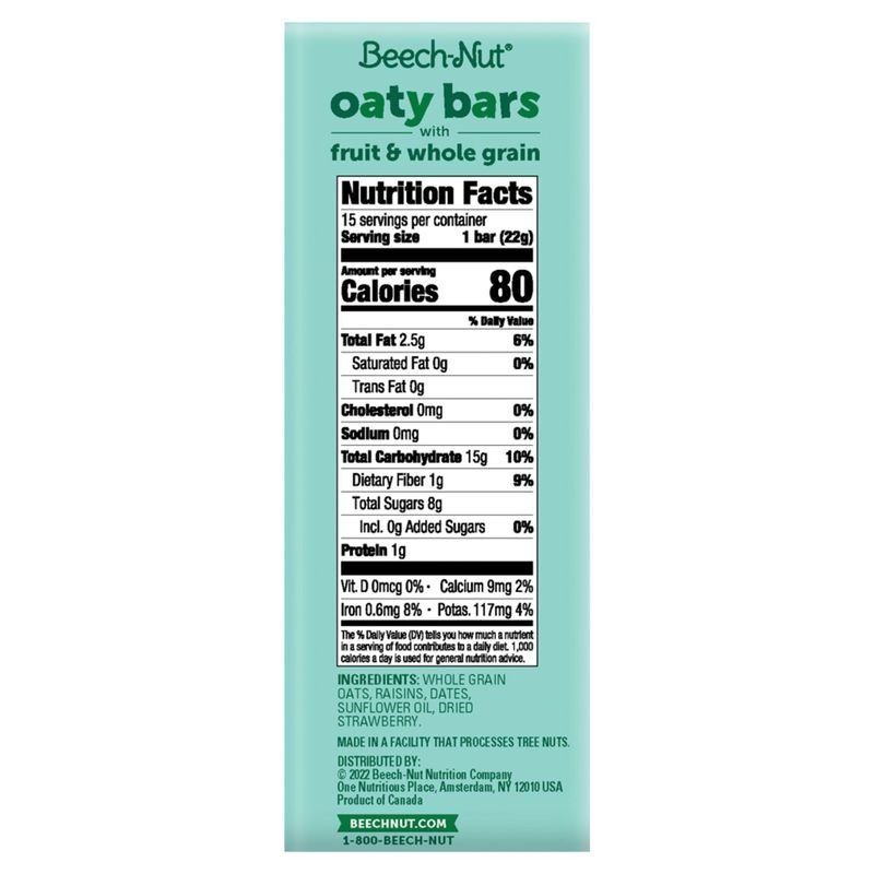 Beech-Nut Strawberry Oaty Bars with Fruit &amp; Whole Grain, 0.78 oz, 15 count