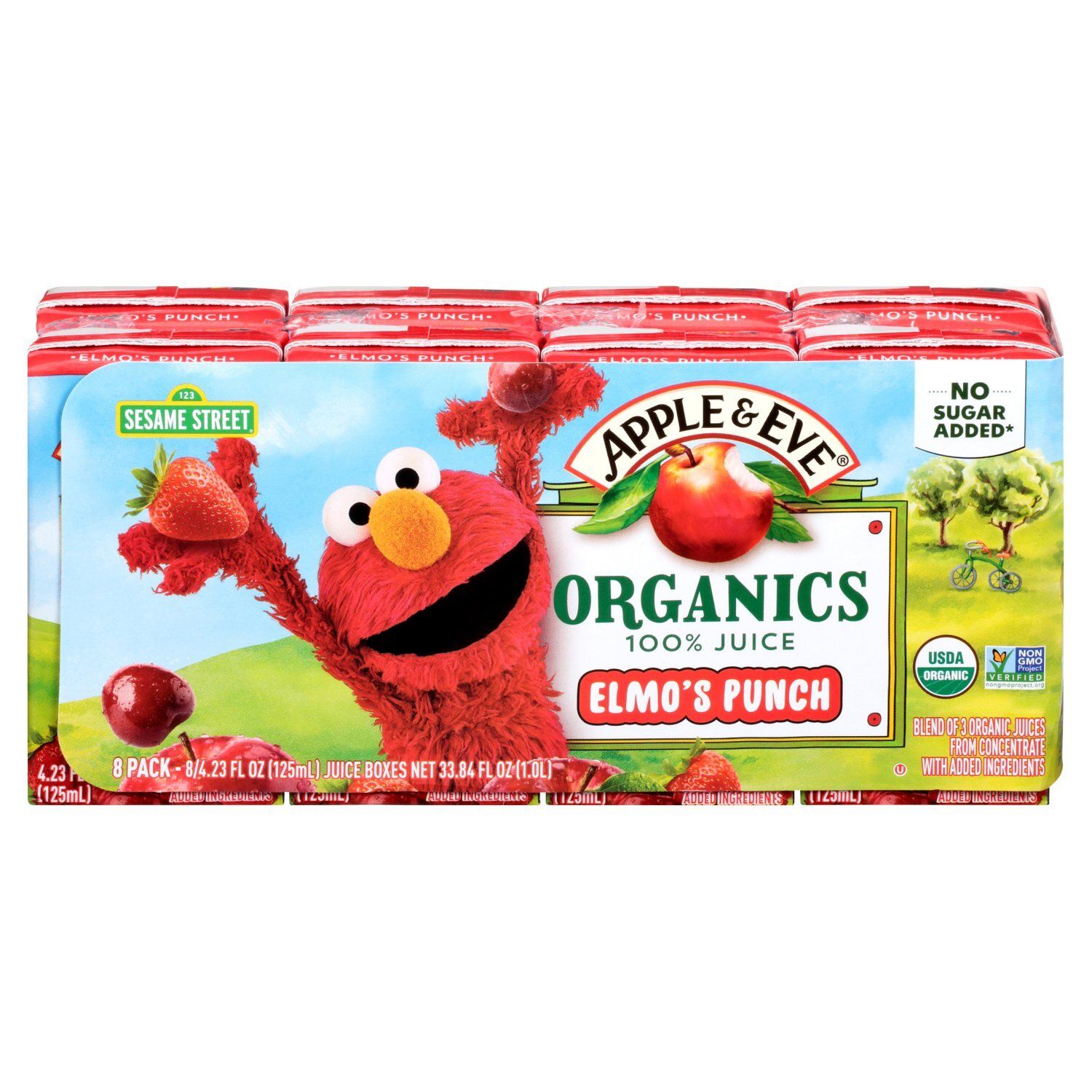 Apple &amp; Eve Sesame Street, Organic Elmo's Punch 100% Juice Blend, 4.23 fl oz, 8 count