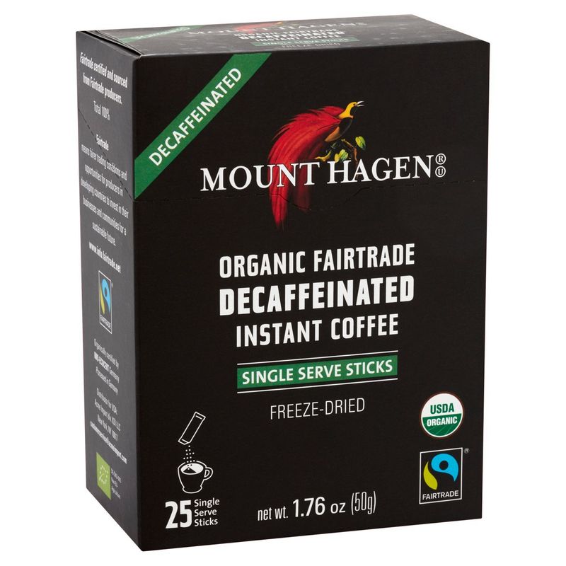 Mount Hagen Organic Fairtrade Decaffeinated Instant Coffee, 25 count, 1.76 oz