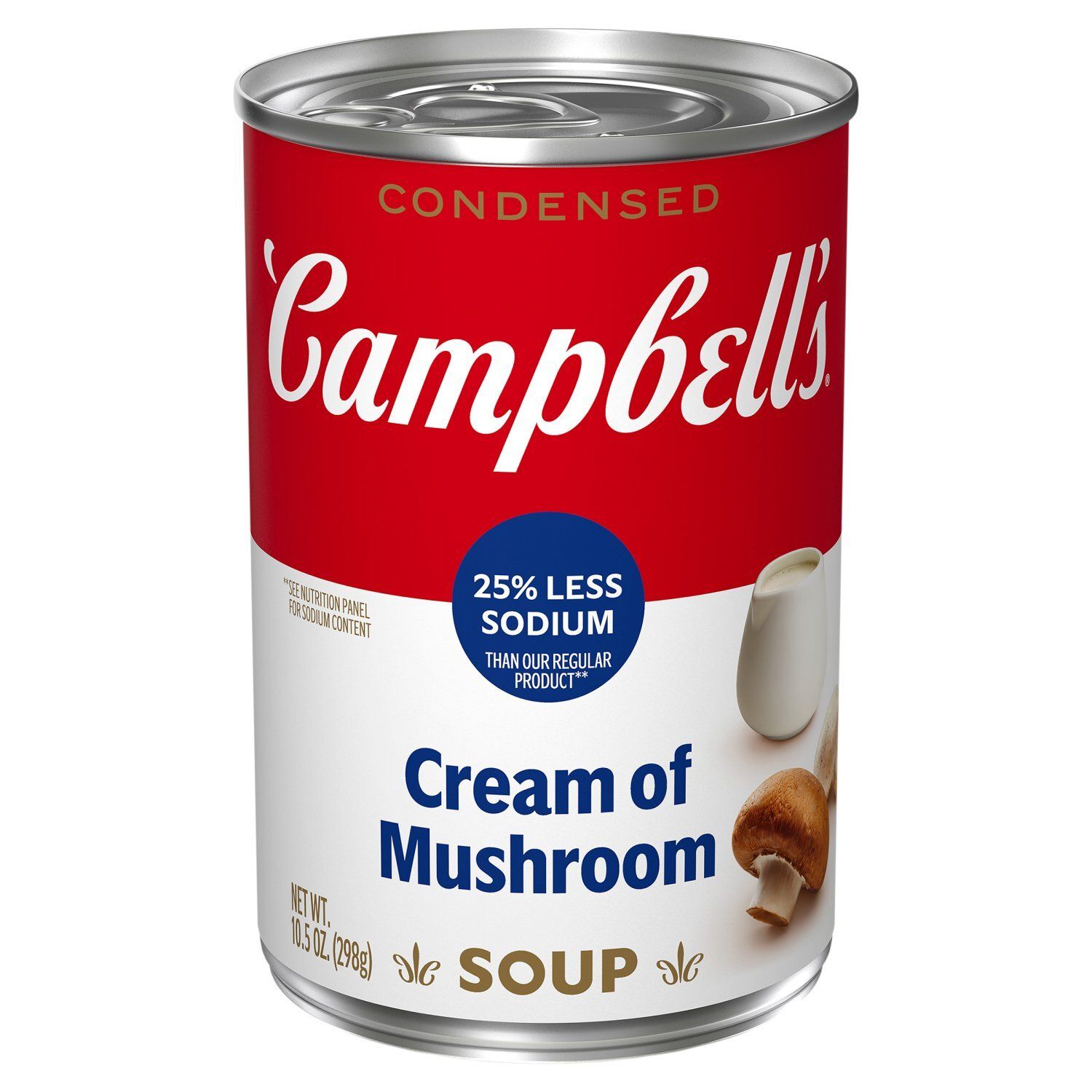 Campbell's Condensed 25% Less Sodium Cream of Mushroom Soup, 10.5 oz