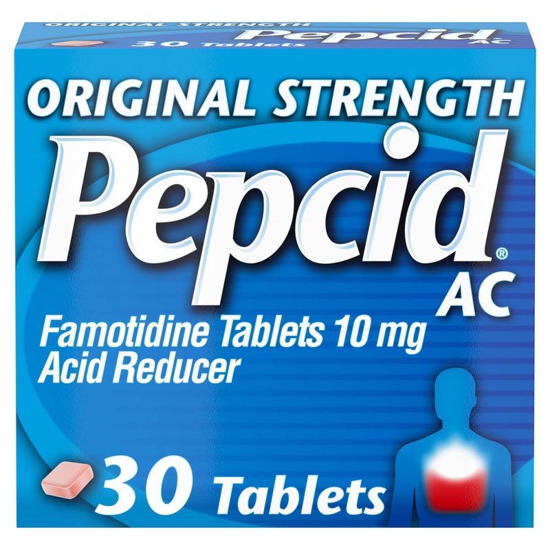 Pepcid Original Strength Acid Reducer Famotidine Tablets, 10 mg, 30 count