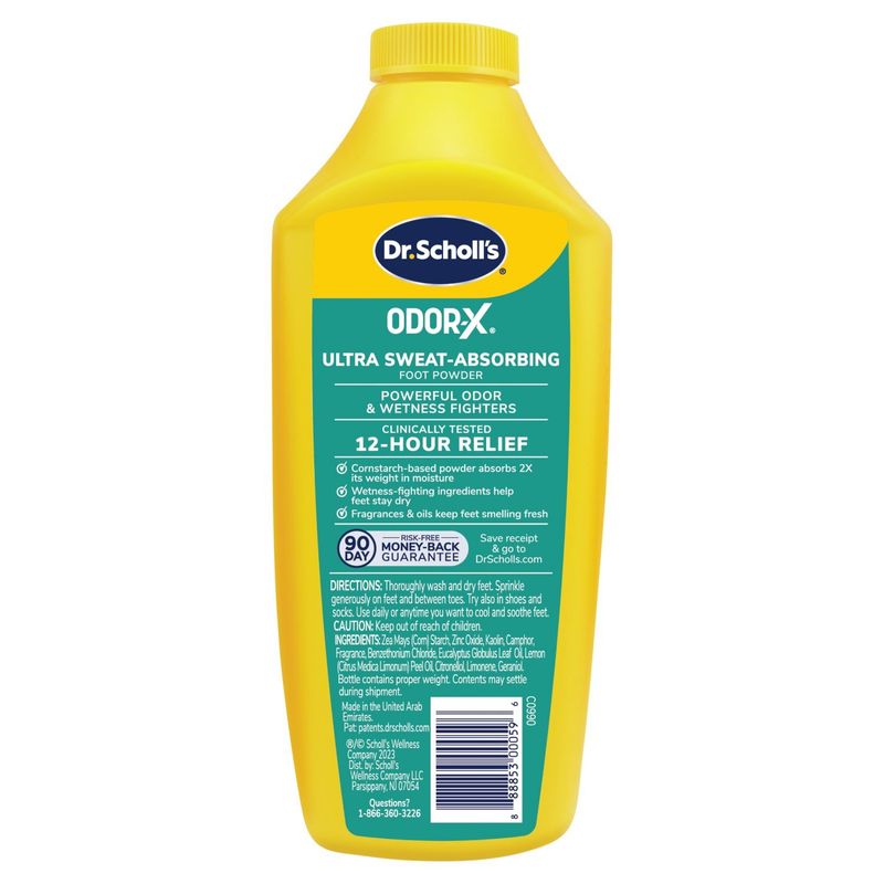 Dr. Scholl's Odor-X Ultra Sweat-Absorbing Foot Powder, 7 oz