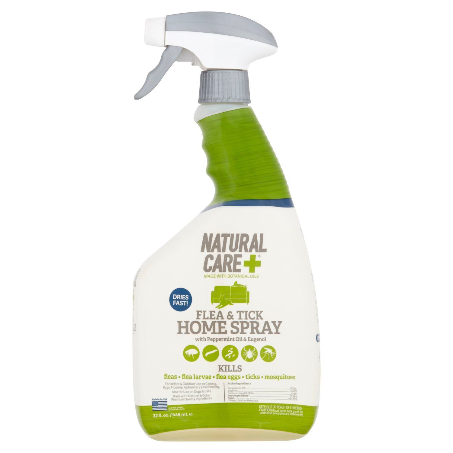 Natural Care+ Flea &amp; Tick Home Spray with Peppermint Oil &amp; Eugenol, 32 fl oz
