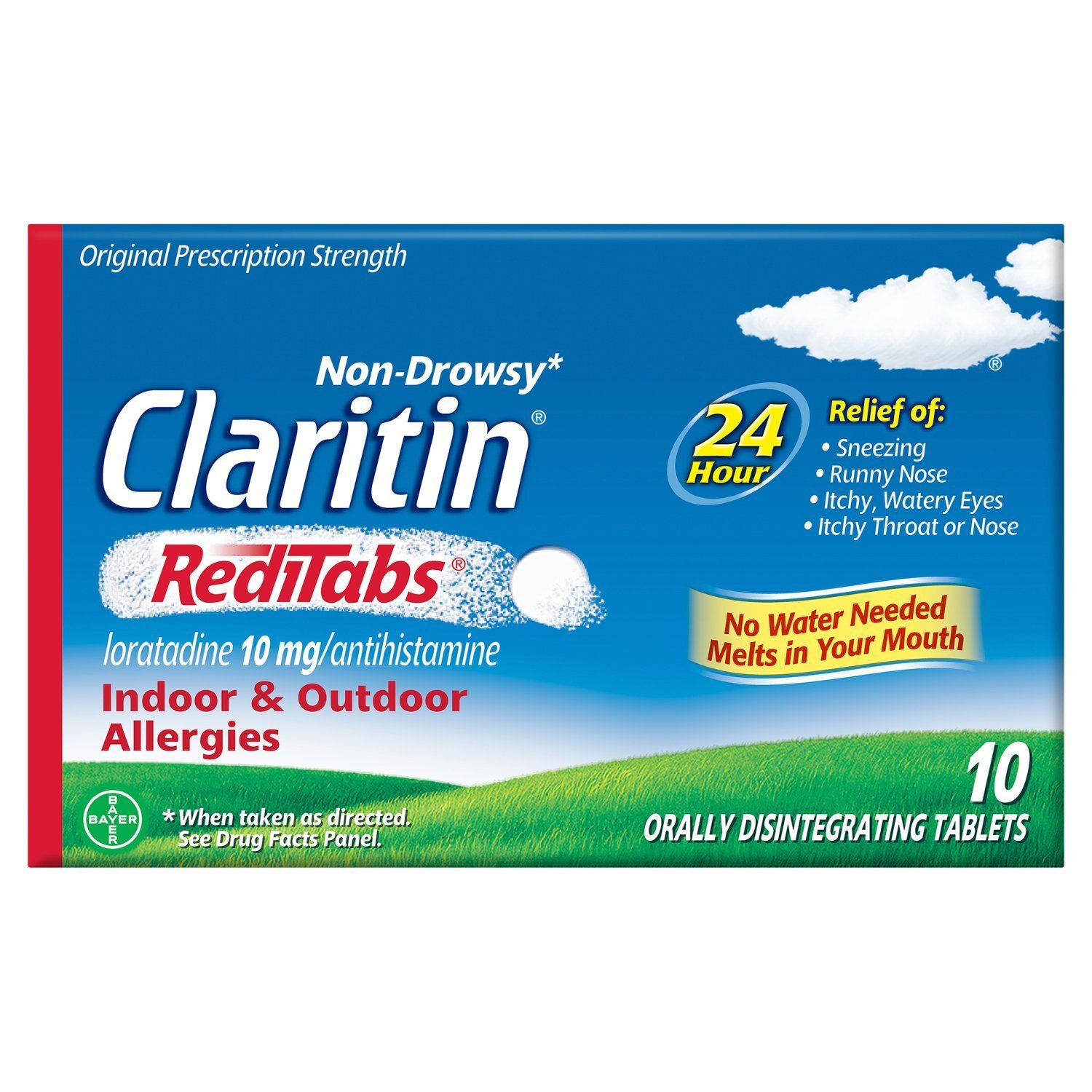 Claritin RediTabs Indoor &amp; Outdoor Allergies Orally Disintegrating Tablets, 10 mg, 10 count