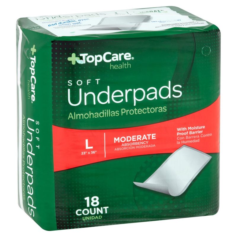 TopCare Health Soft Moderate Absorbency Underpads, L, 18 count