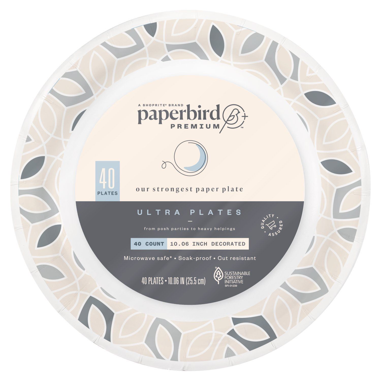 Paperbird Premium 10.06 Inch Decorated Ultra Plates, 40 count