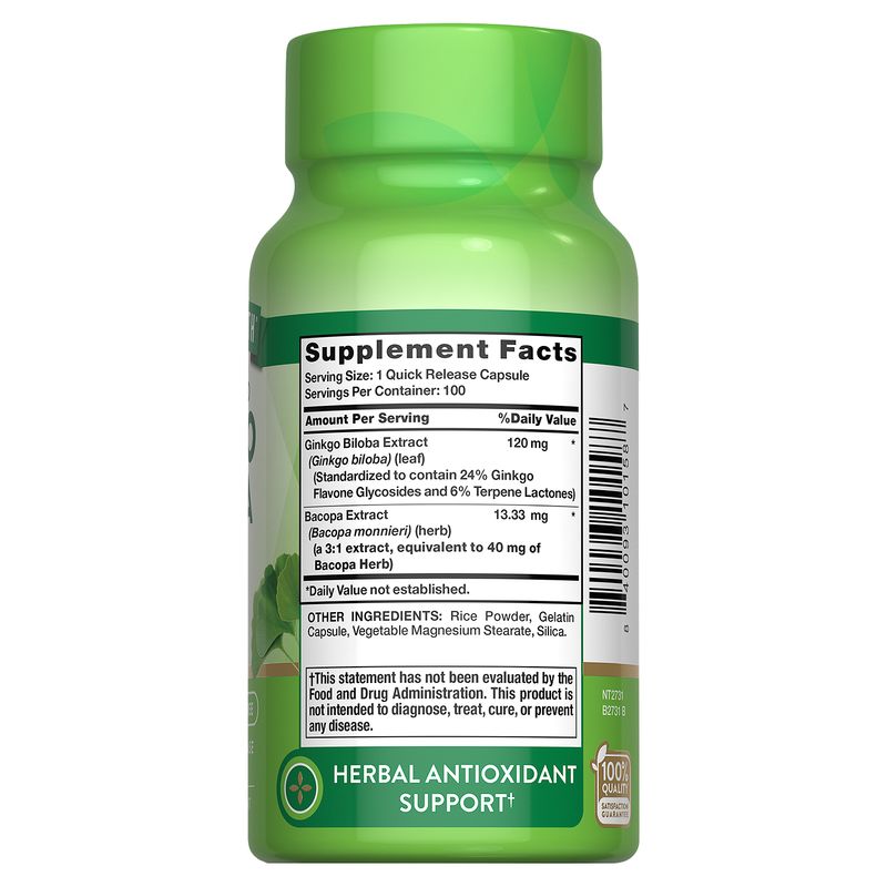 Nature's Truth Standardized Ginkgo Biloba Herbal Supplement, 100 count