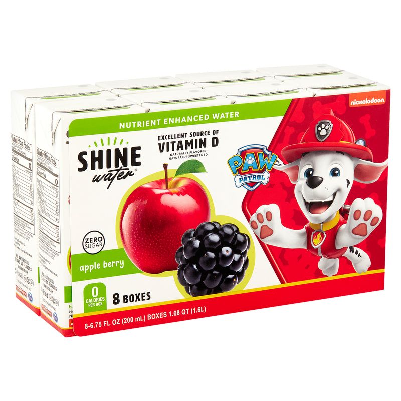 Nickelodeon Shine Water Zero Sugar Apple Berry Nutrient Enhanced Water, 6.75 fl oz, 8 count