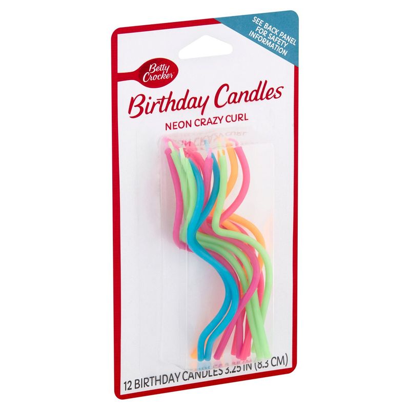 Betty Crocker Neon Crazy Curl Birthday Candles, 12 count